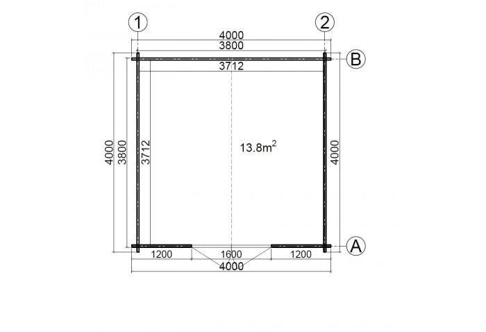 Log cabin Ascot 4x4_floor plan-700x478