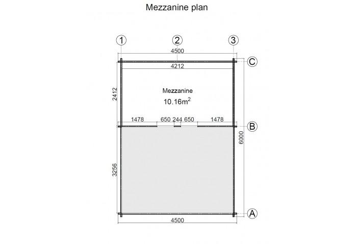 Wooden summerhouse Nottingham_mezzazine plan-700x478